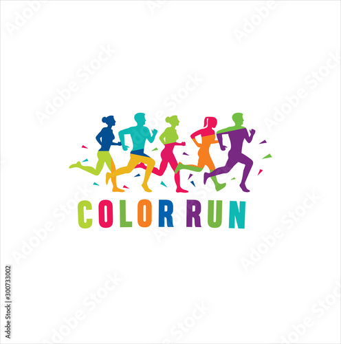 Run Logo Design vector Stock symbol . Running logo sport concept, running marathon Logo Design Template, Color Run Logo Design