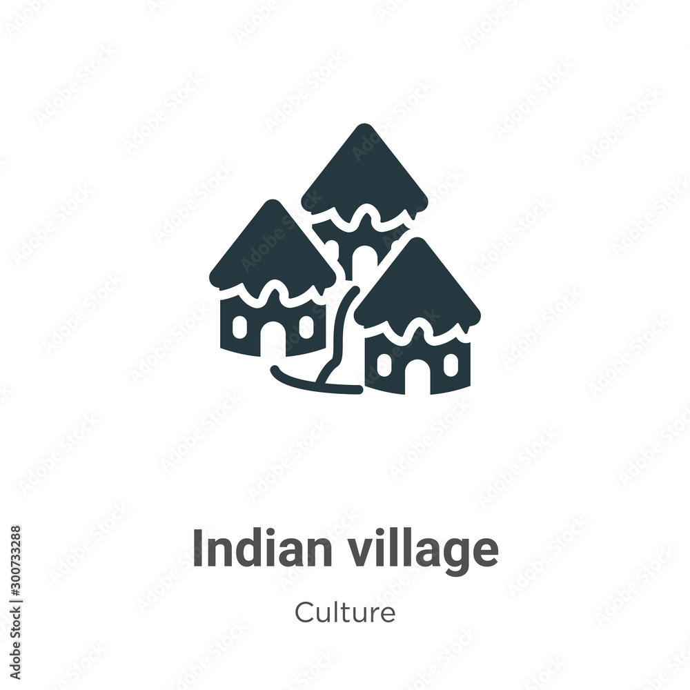Vecteur Stock Indian Village Vector Icon On White Background Flat