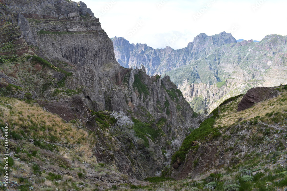 Hiking trail from Pico Arieiro to Pico Ruivo in Madeira, Portugal