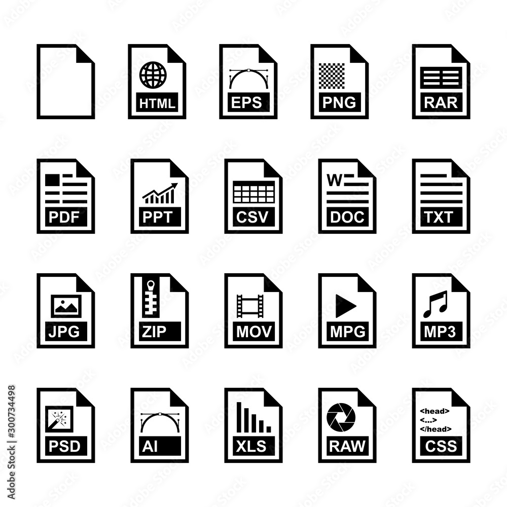 File format icon set style