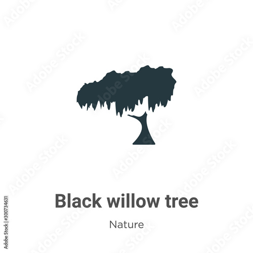 Black willow tree vector icon on white background. Flat vector black willow tree icon symbol sign from modern nature collection for mobile concept and web apps design.