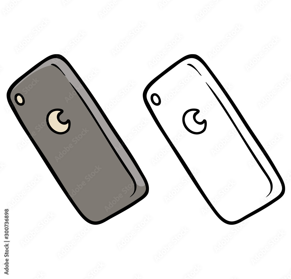 Cartoon protective plastic case for smartphone. Isolated on white background. Vector icon for coloring. Cartoon protective plastic case for smartphone. Isolated on white background. Vector icon for coloring.