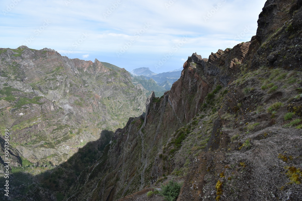 Hiking trail from Pico Arieiro to Pico Ruivo in Madeira, Portugal