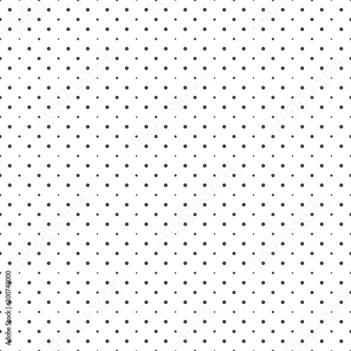 Black circles and squares on a white background. Abstract seamless dots backdrop.