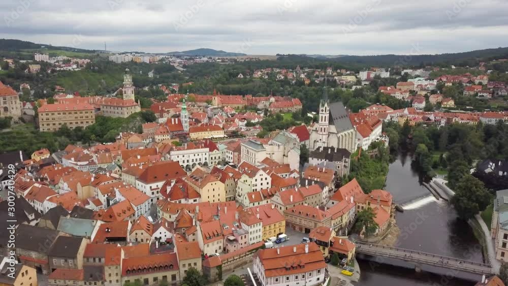 view from the drone for a beautiful, historic city Cesky Krumlov. City on the Unesco list- Cesky Krumlov. view from the drone for a beautiful, historic city Cesky Krumlov. City on the Unesco list- Cesky Krumlov.