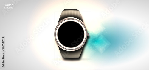 Concept of smart watches. Vector realistic illustration with a futuristic style. smart watch black color on white background.
