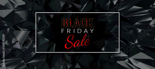 Black friday promotional sale on black low poly crystal BG