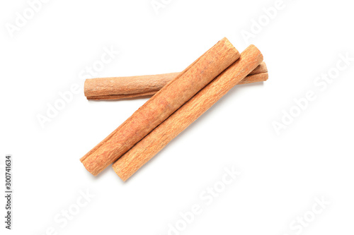 Cinnamon sticks isolated on white background. Sweet spice
