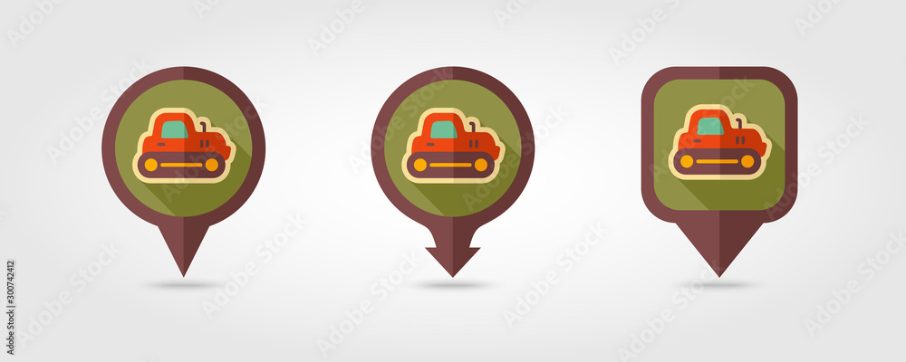Tractor crawler flat vector pin map icon Tractor crawler flat vector pin map icon