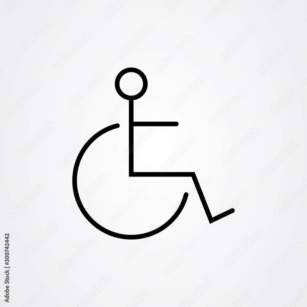 Wheel chair icon, disabled symbol vector template. Wheel chair icon, disabled symbol vector template.