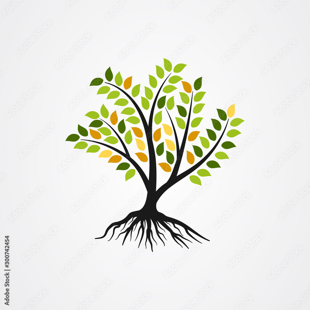 Obraz premium Tree with the roots vector illustration