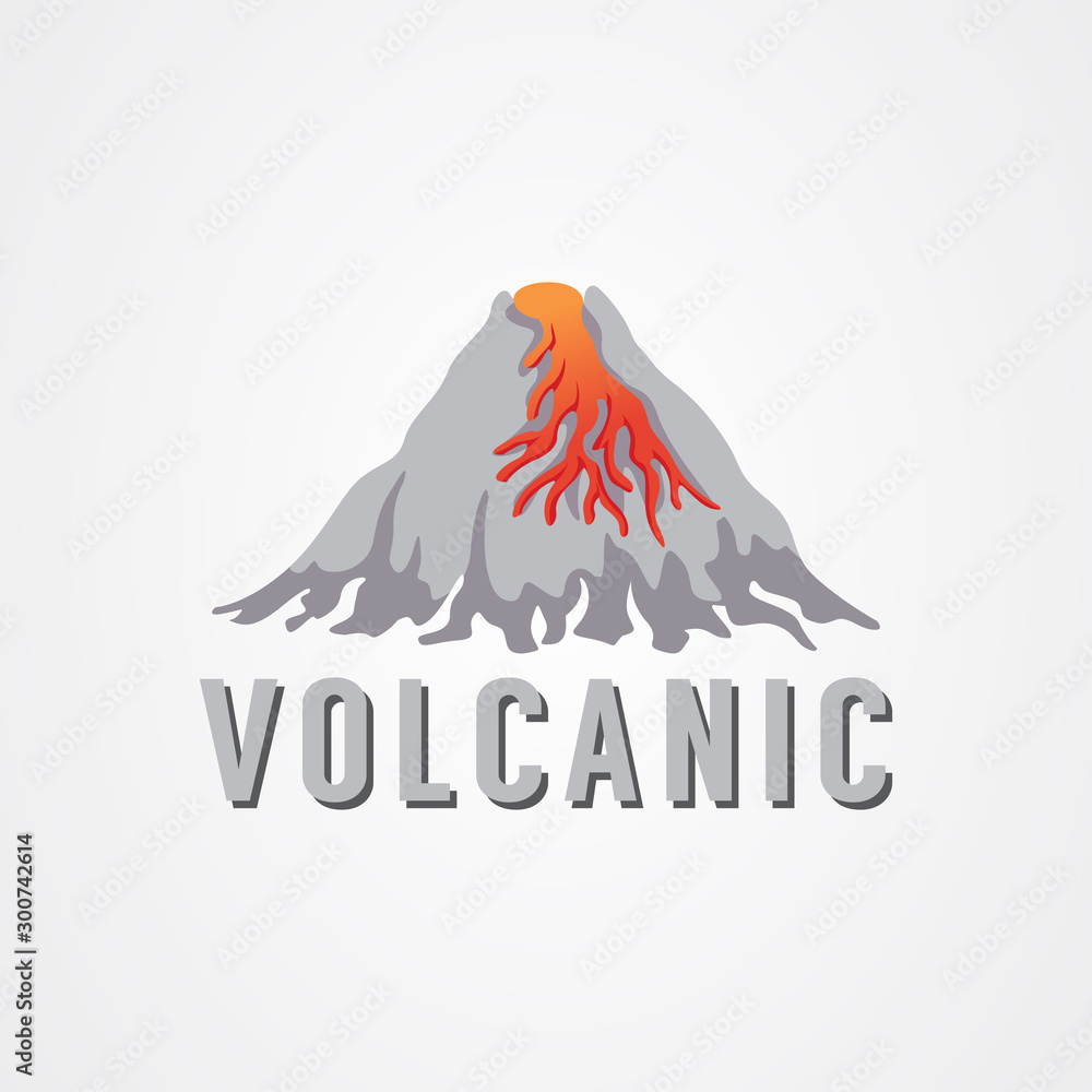 Volcanic eruption with lava vector illustration