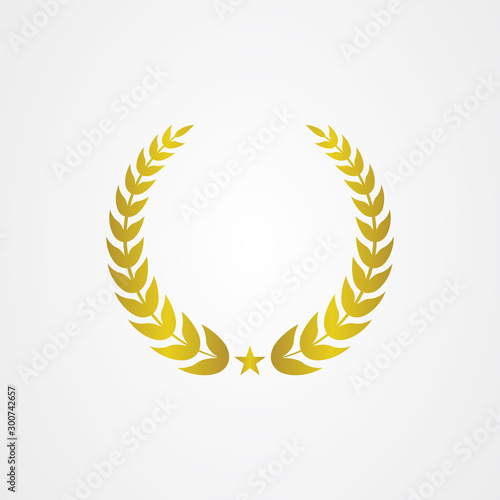 Luxury gold laurel wreath template design. vector illustration.