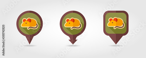 Field mouse flat vector pin map icon