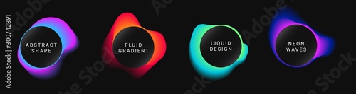 Vector colorful neon templates. Circle shapes with vivid gradients. Fluid gradients for banners, posters, covers.
