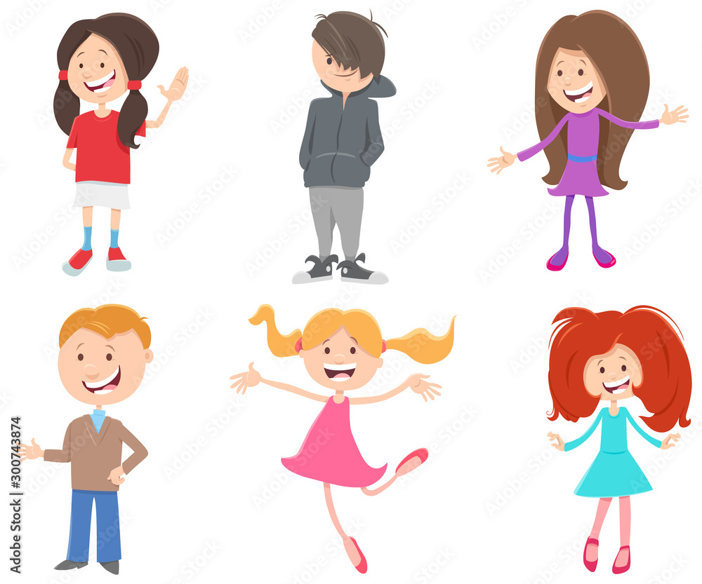 cartoon happy kids ant teen characters set cartoon happy kids ant teen characters set