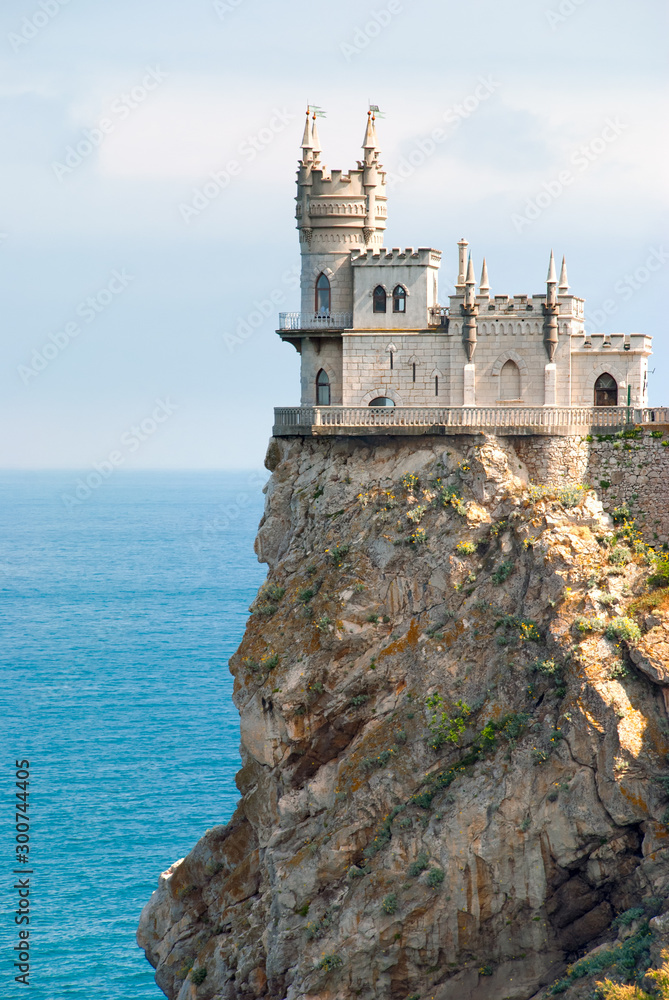 The Swallows Nest Lastochkino gnezdo Seascape overlooking the rocks and the palace A major tourist attraction near Yalta in Crimea. Avorina rock Cape Ai-Todor