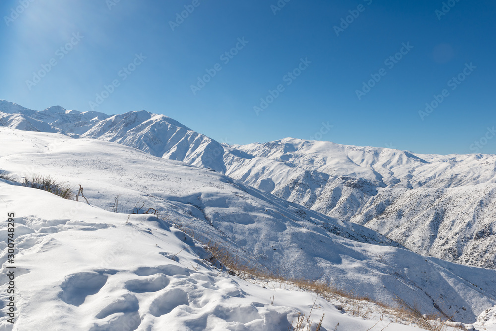 Landscape view from a mountain covered with snow Landscape view from a mountain covered with snow