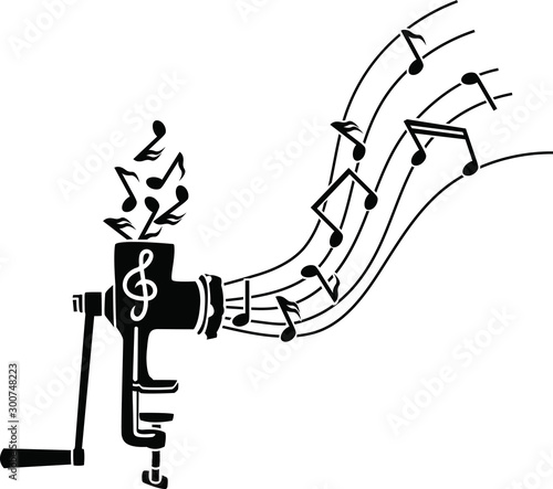 musical meat grinder grinds notes to melody