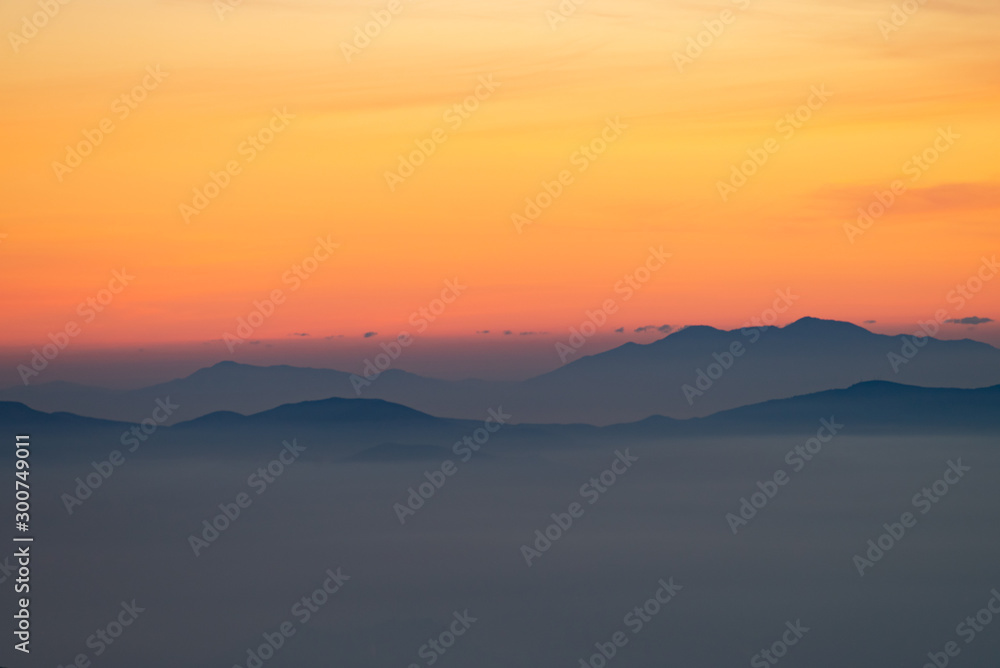view from the cordillera los Andes with haze