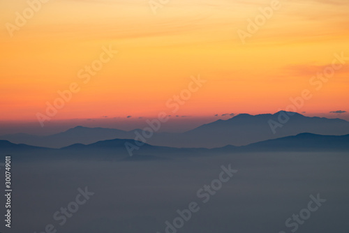 view from the cordillera los Andes with haze