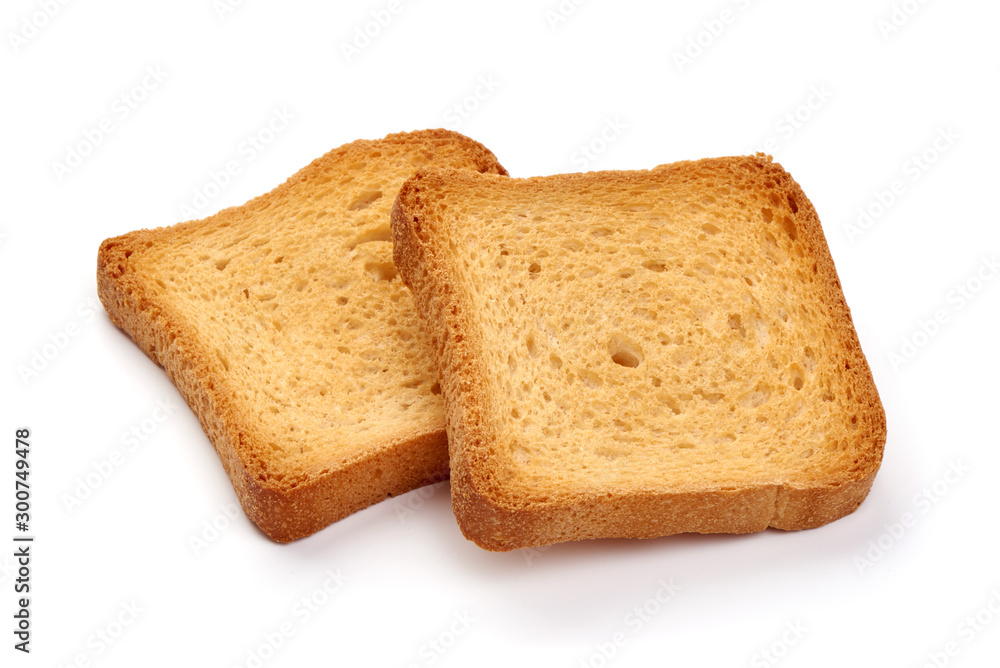 Roasted toast bread, isolated on white background