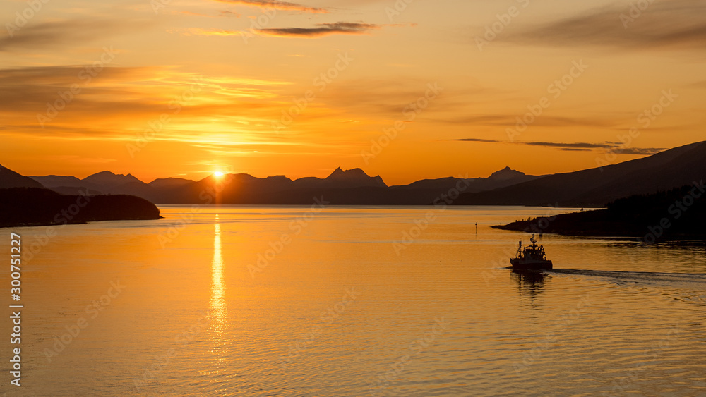 Sonnenuntergang Norwegen Fjord Sonnenuntergang Norwegen Fjord