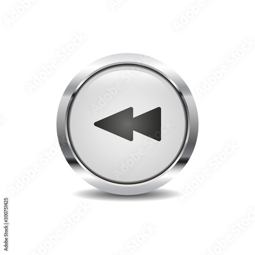 Free Download Rewind icon vector image round 3d button with metal frame - GFXLoad
