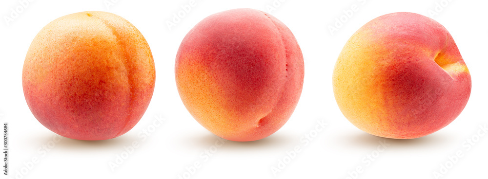 collection of peaches isolated on a white background - obrazy, fototapety, plakaty 