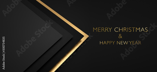 Abstract christmas card of blackand gold paper - greeting card background photo