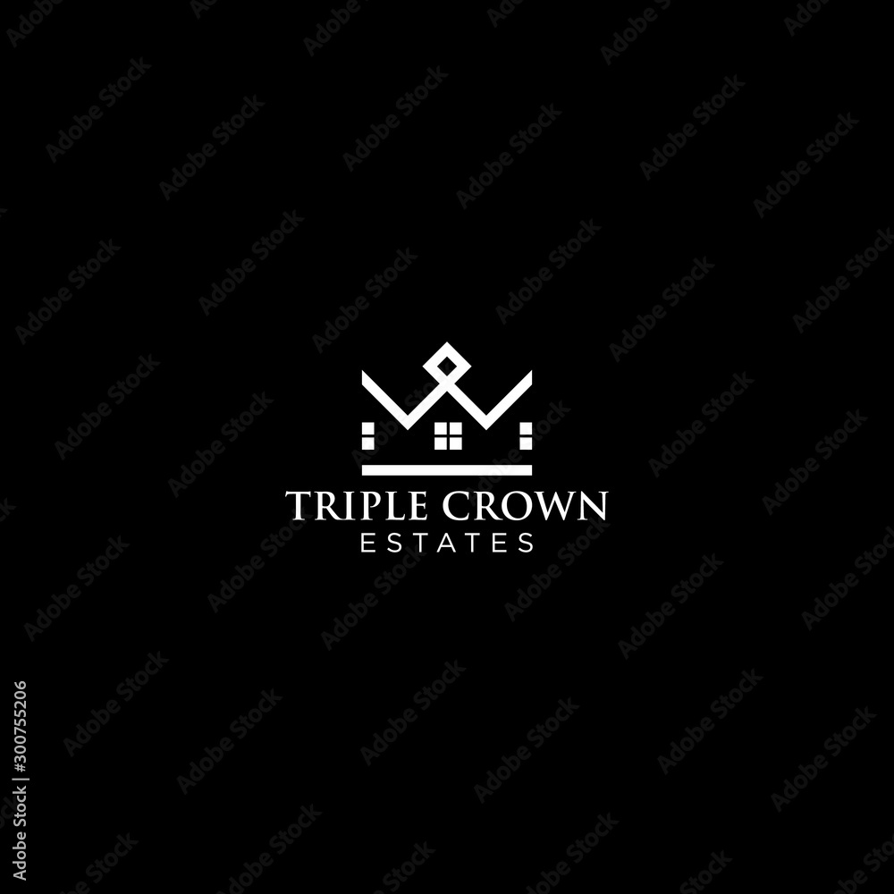 logo triple crown estate. logo real estate for graphic design black and