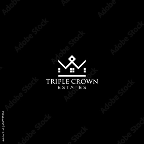 logo triple crown estate. logo real estate for graphic design black and white inspiration.