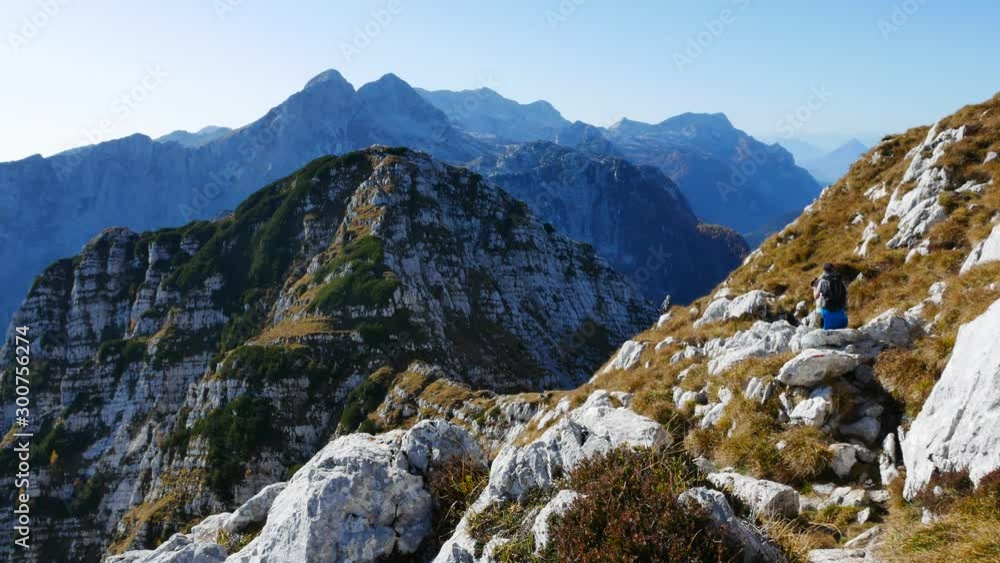 slow panoramic shot to the left opening the view on the steep cliffs in the mountains slow panoramic shot to the left opening the view on the steep cliffs in the mountains