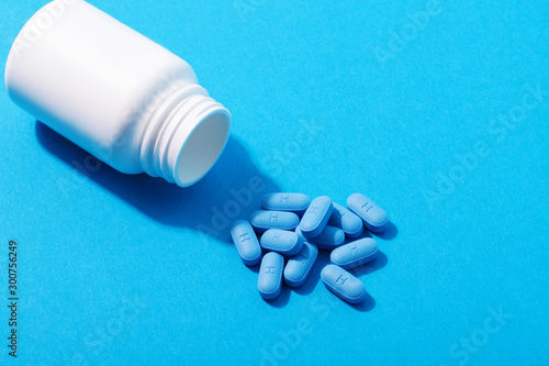 Open bottle of prescription PrEP Pills for Pre-Exposure Prophylaxis to help protect people from HIV..