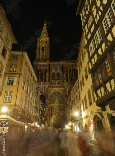 Notre-Dame de Strasbourg cathedral by night