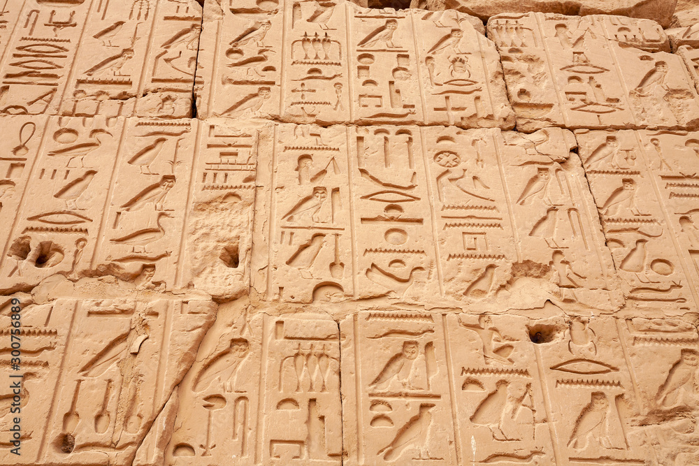 Hierogylphics on wall. Karnak Temple, Luxor, Egypt