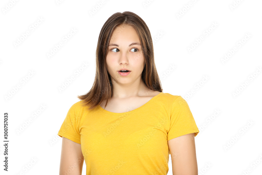 Young surprised girl isolated on white background Young surprised girl isolated on white background