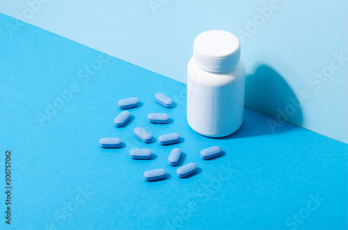 Open bottle of prescription PrEP Pills for Pre-Exposure Prophylaxis to help protect people from HIV.. photo