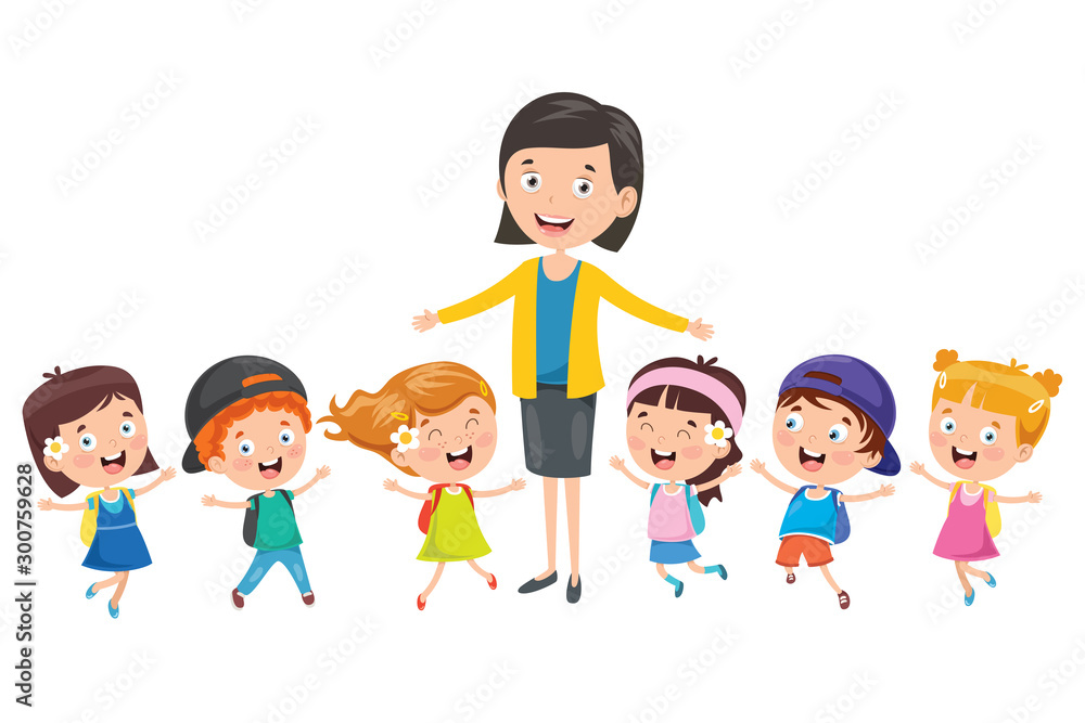 Little Students With Their Teacher Little Students With Their Teacher