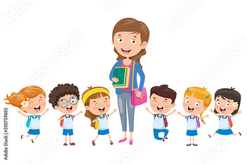 Little Students With Their Teacher