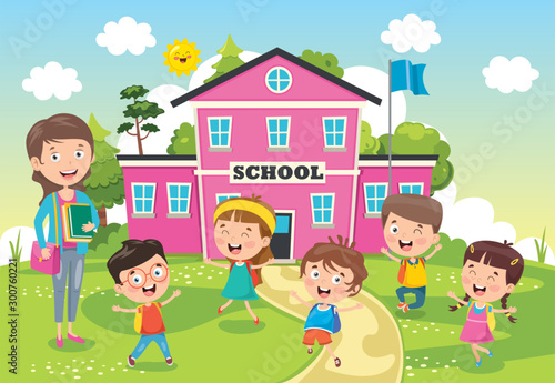 Little Students With Their Teacher