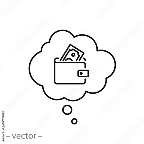 financial problem icon, finance debt, money need, trouble credit, thin line web symbol on white background - editable stroke vector illustration eps 10