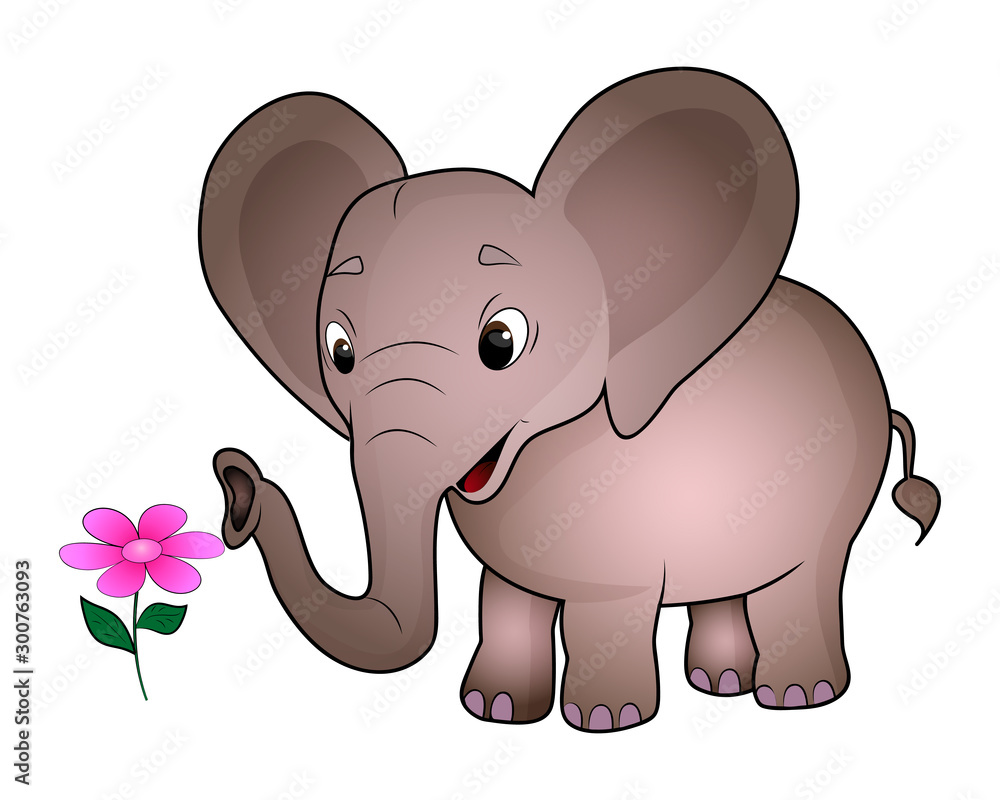 Fototapeta premium Cute cartoon elephant isolated on a white background.