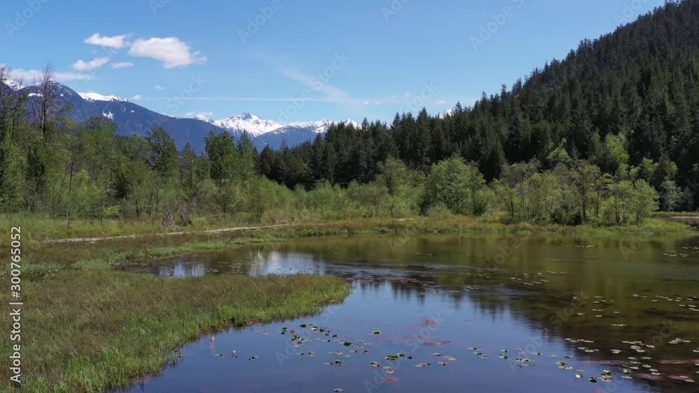 Aerial View at Mountain Lake with Dramatic Clouds in British Columbia, Canada. 4K. Aerial View at Mountain Lake with Dramatic Clouds in British Columbia, Canada. 4K.