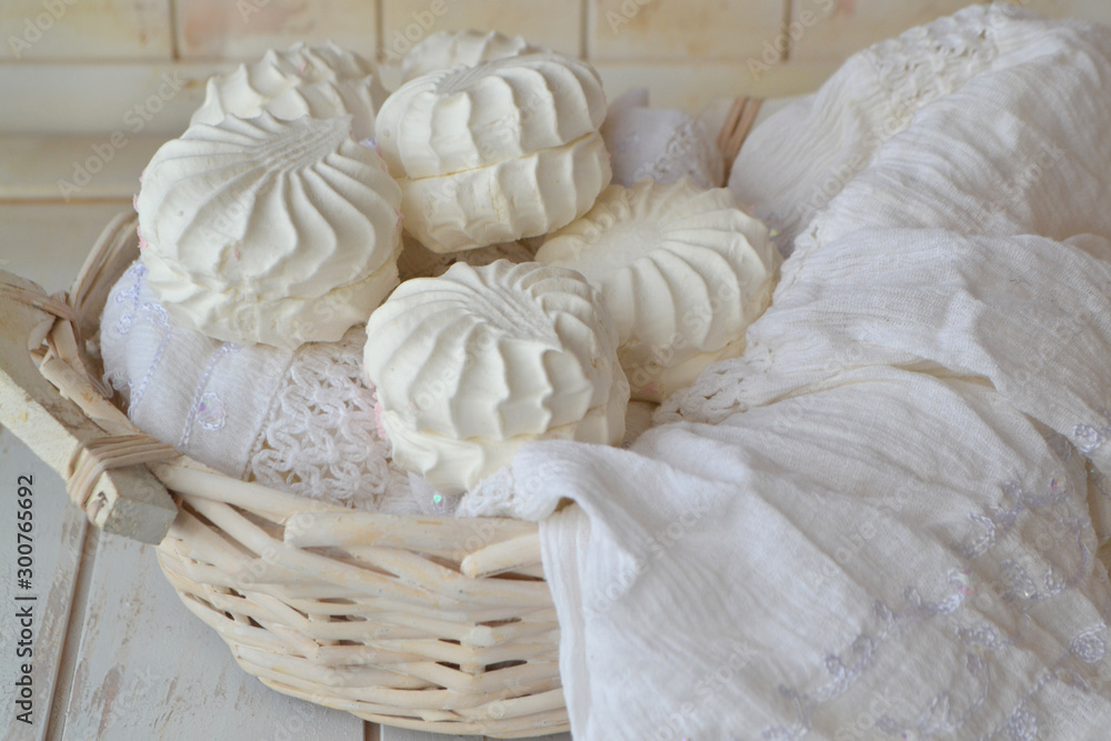 Zephyr or Zefir, traditional russian dish like marshmallow, vintage style Zephyr or Zefir, traditional russian dish like marshmallow, vintage style
