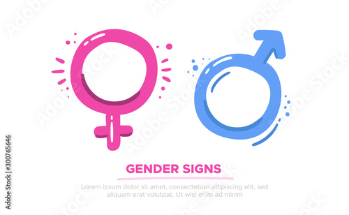 Male and female gender symbols, Mars and Venus signs, relationship concept for your design