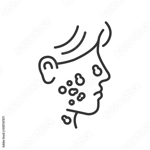 Skin cancer line black icon. Human dermatology disease concept. Malignant neoplasm.
