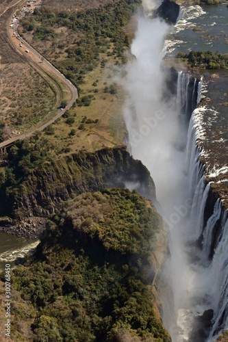 A view of Victoria Falls in Zambia as seen from ahelicopter.