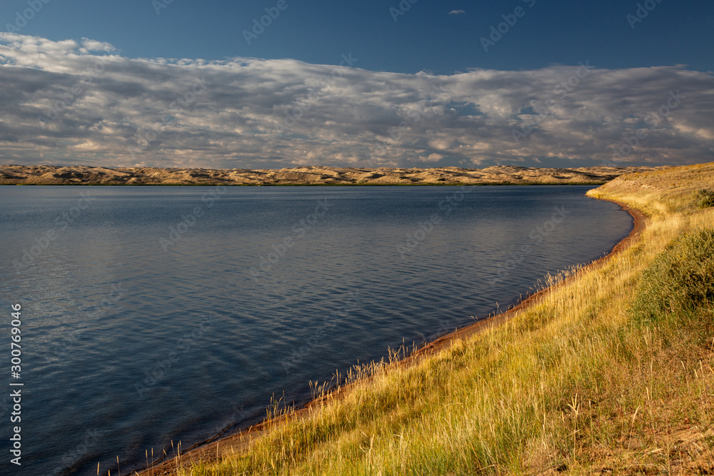 Fototapeta premium Cloudy view on a mountain lake. Mongolia