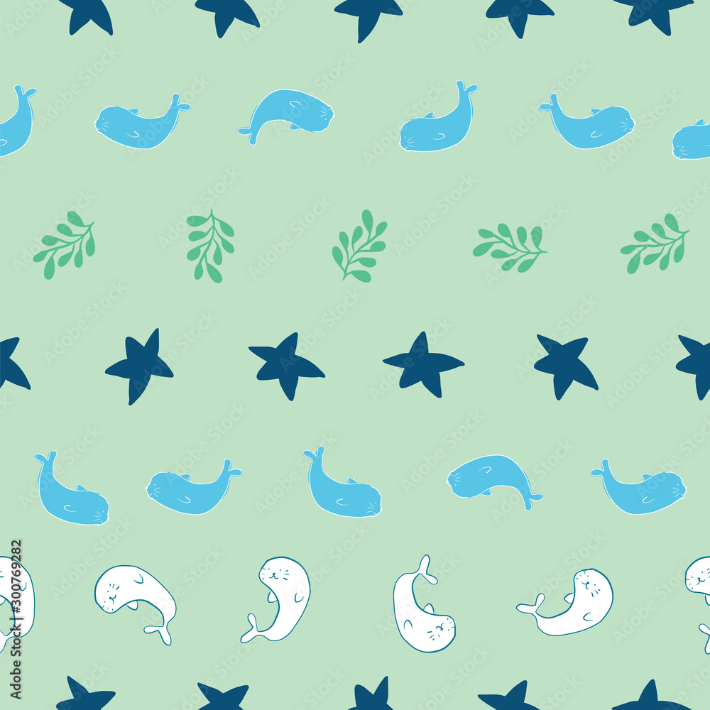 Obraz premium seal ocean seamless pattern design